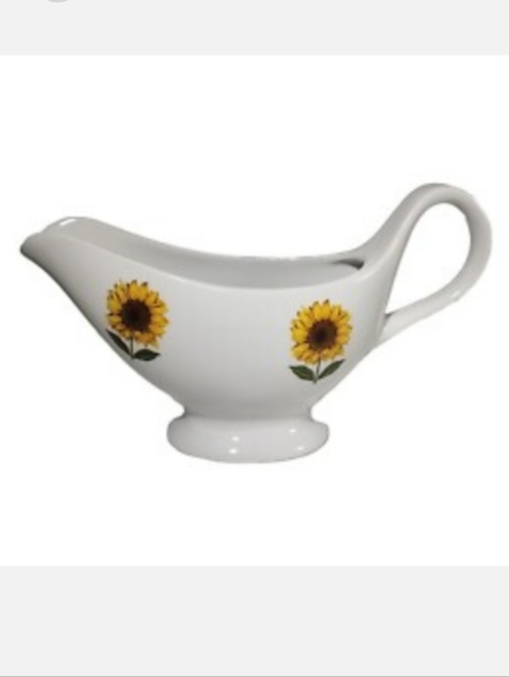 Cordon Bleu Sunflower Gravy Dish Porcelain Ceramic White Glazed Pedestal